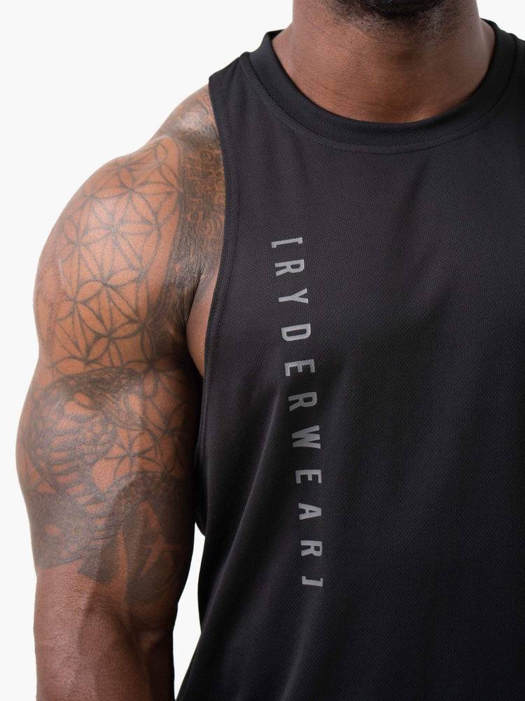 Men's Ryderwear Men Tanks Camo Tech Mesh Baller Tank Tanks Black | NZ1073PQ