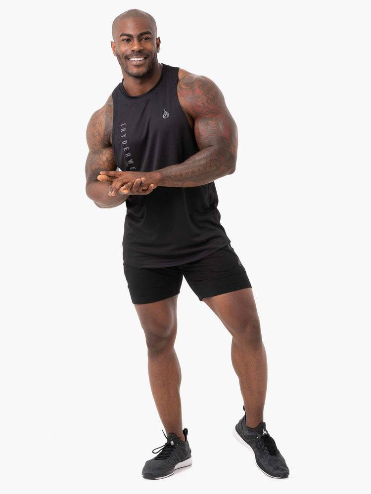 Men's Ryderwear Men Tanks Camo Tech Mesh Baller Tank Tanks Black | NZ1073PQ