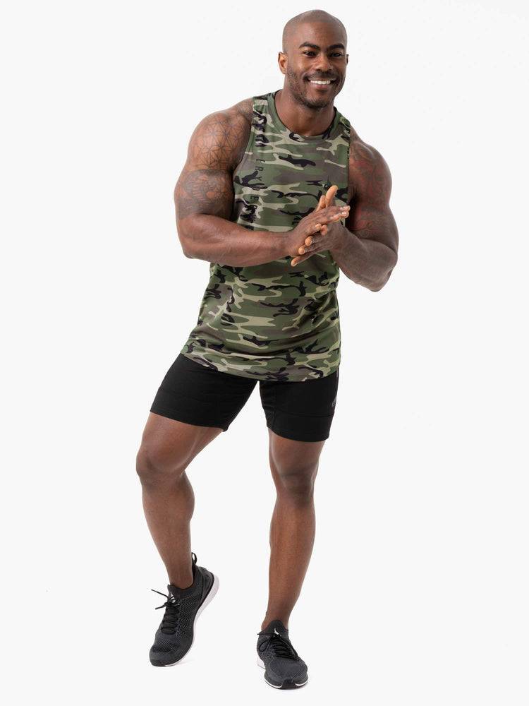 Men's Ryderwear Men Tanks Camo Tech Mesh Baller Tank Tanks Khaki Camo | NZ1074AP