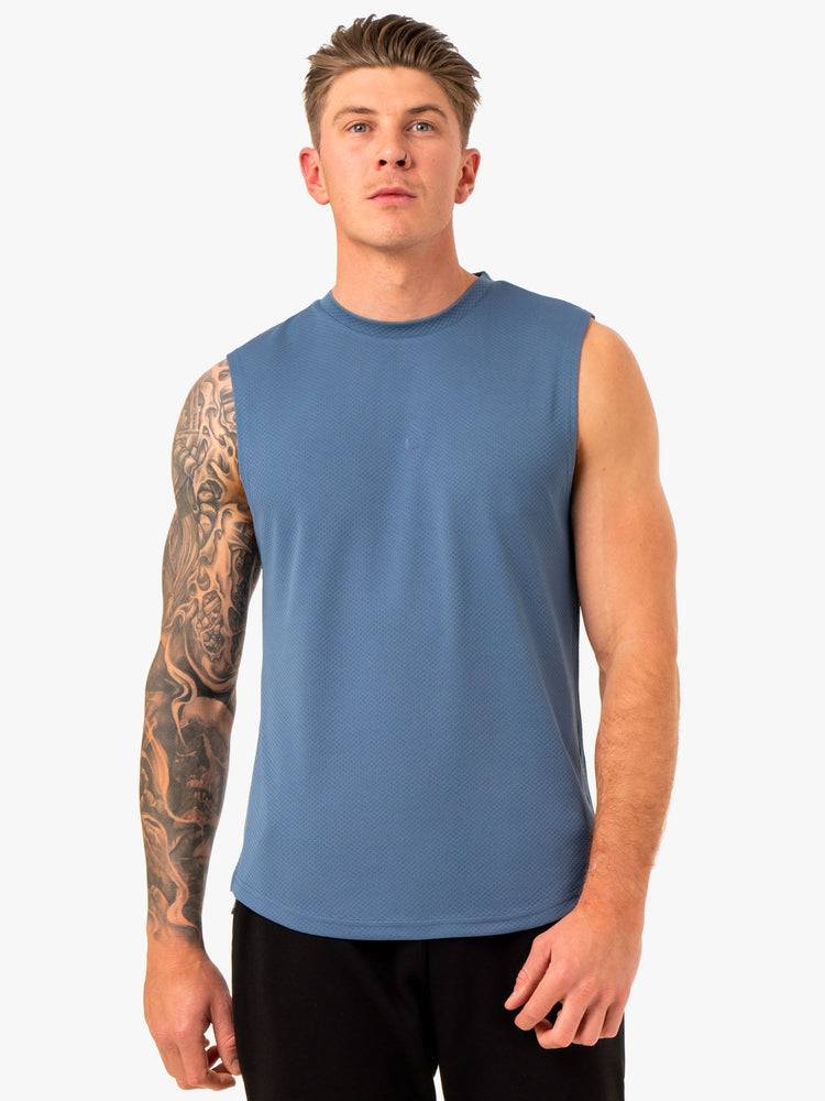 Men\'s Ryderwear Men Tanks Enhance Muscle Tank Tanks Blue | NZ1090QZ