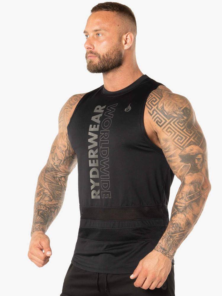 Men's Ryderwear Men Tanks Evo Mesh Baller Tank Tanks Black | NZ1094TV