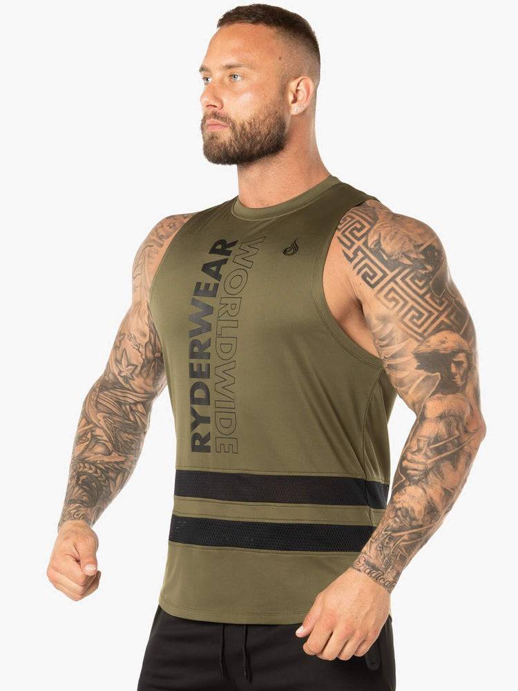 Men's Ryderwear Men Tanks Evo Mesh Baller Tank Tanks Khaki | NZ1095YU