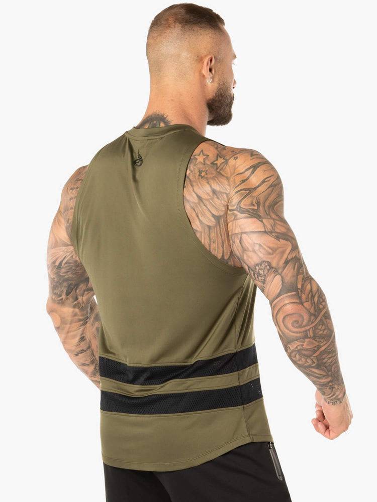 Men's Ryderwear Men Tanks Evo Mesh Baller Tank Tanks Khaki | NZ1095YU