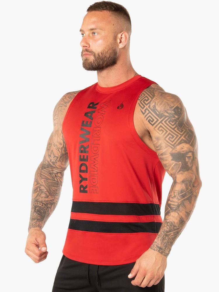 Men's Ryderwear Men Tanks Evo Mesh Baller Tank Tanks Red | NZ1096UT