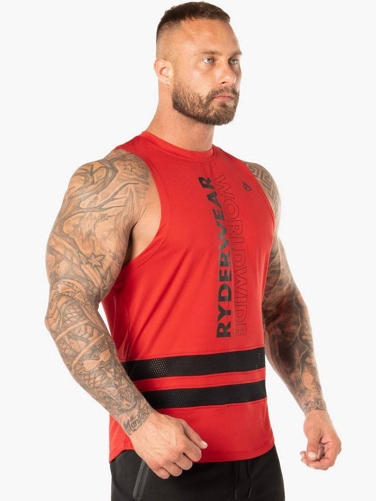 Men's Ryderwear Men Tanks Evo Mesh Baller Tank Tanks Red | NZ1096UT