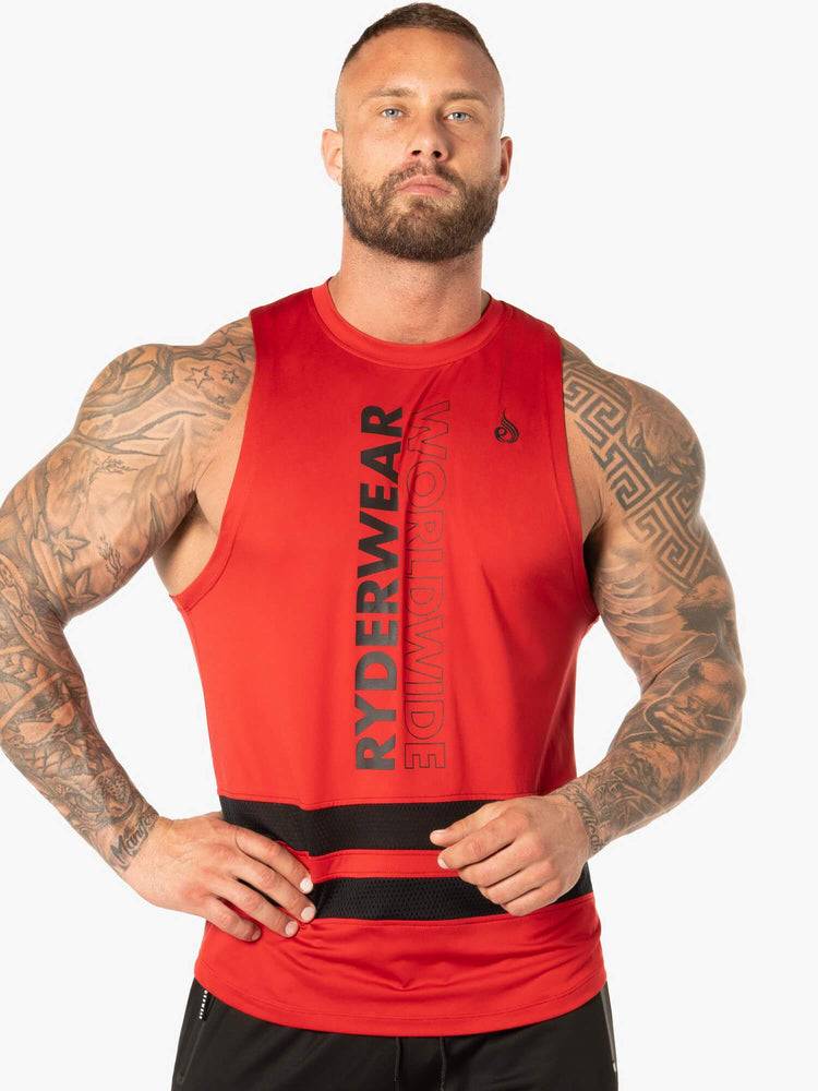 Men's Ryderwear Men Tanks Evo Mesh Baller Tank Tanks Red | NZ1096UT