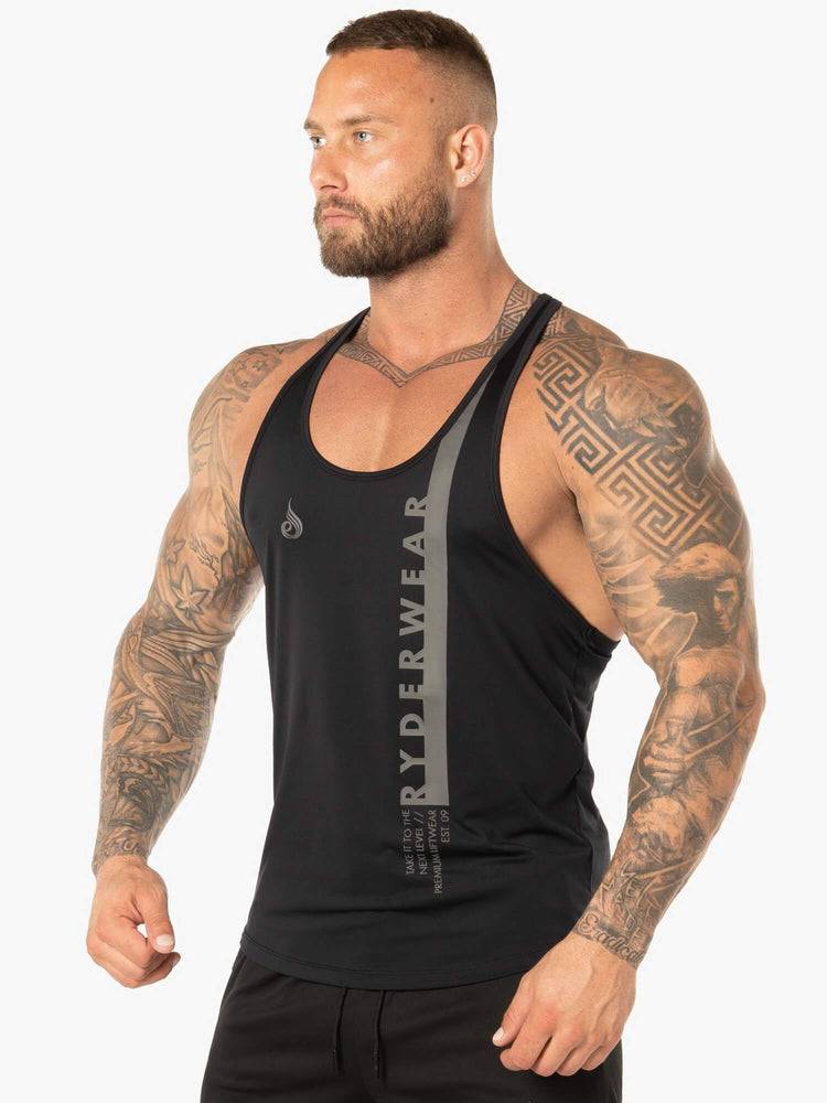 Men's Ryderwear Men Tanks Evo T-Back Stringer Tank Tanks Black | NZ1097IS