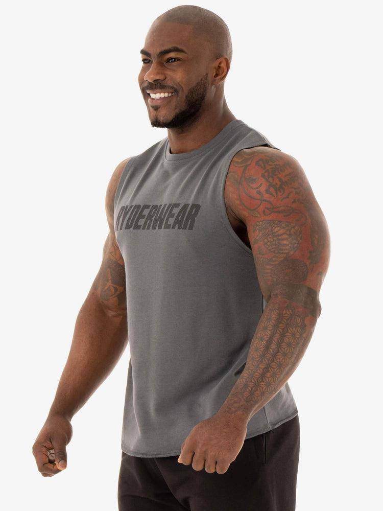 Men's Ryderwear Men Tanks Flex Fleece Tank Tanks Charcoal | NZ1100AP