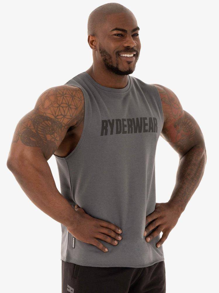 Men's Ryderwear Men Tanks Flex Fleece Tank Tanks Charcoal | NZ1100AP