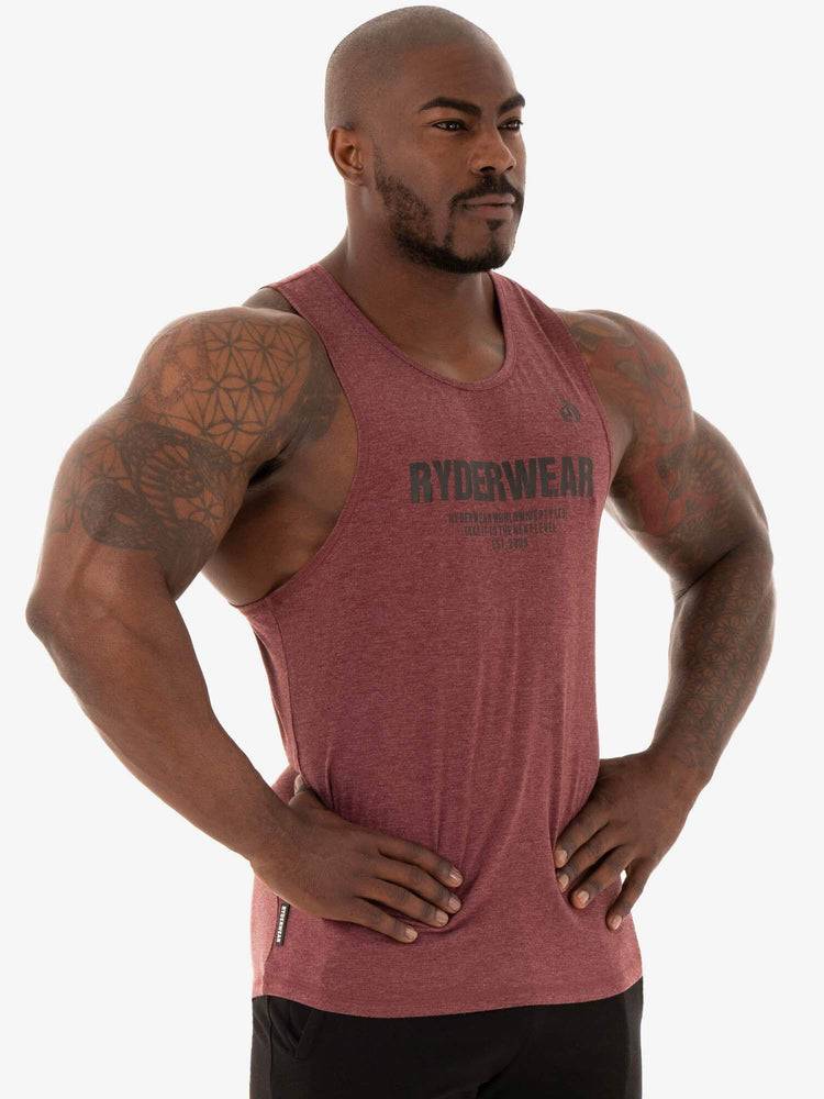 Men's Ryderwear Men Tanks Focus Baller Tank Tanks Burgundy Marl | NZ1104GL