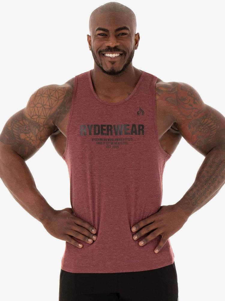 Men\'s Ryderwear Men Tanks Focus Baller Tank Tanks Burgundy Marl | NZ1104GL