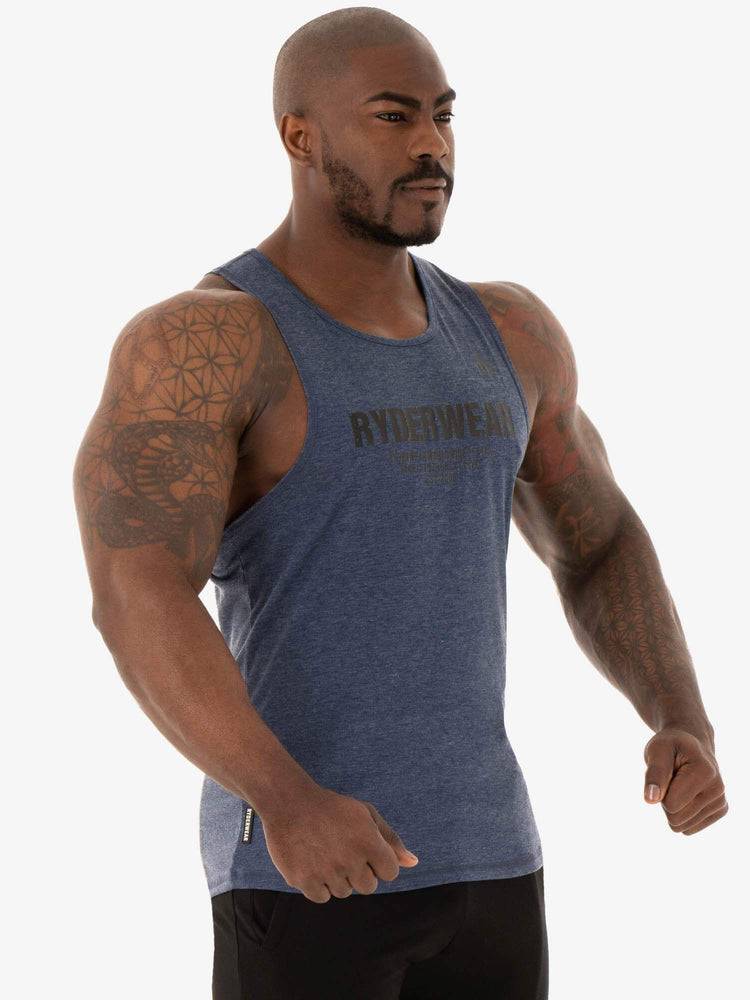 Men's Ryderwear Men Tanks Focus Baller Tank Tanks Navy Marl | NZ1105HK