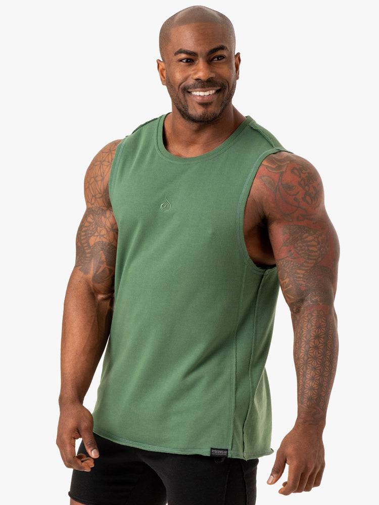 Men's Ryderwear Men Tanks Force Fleece Tank Tanks Green | NZ1114NB