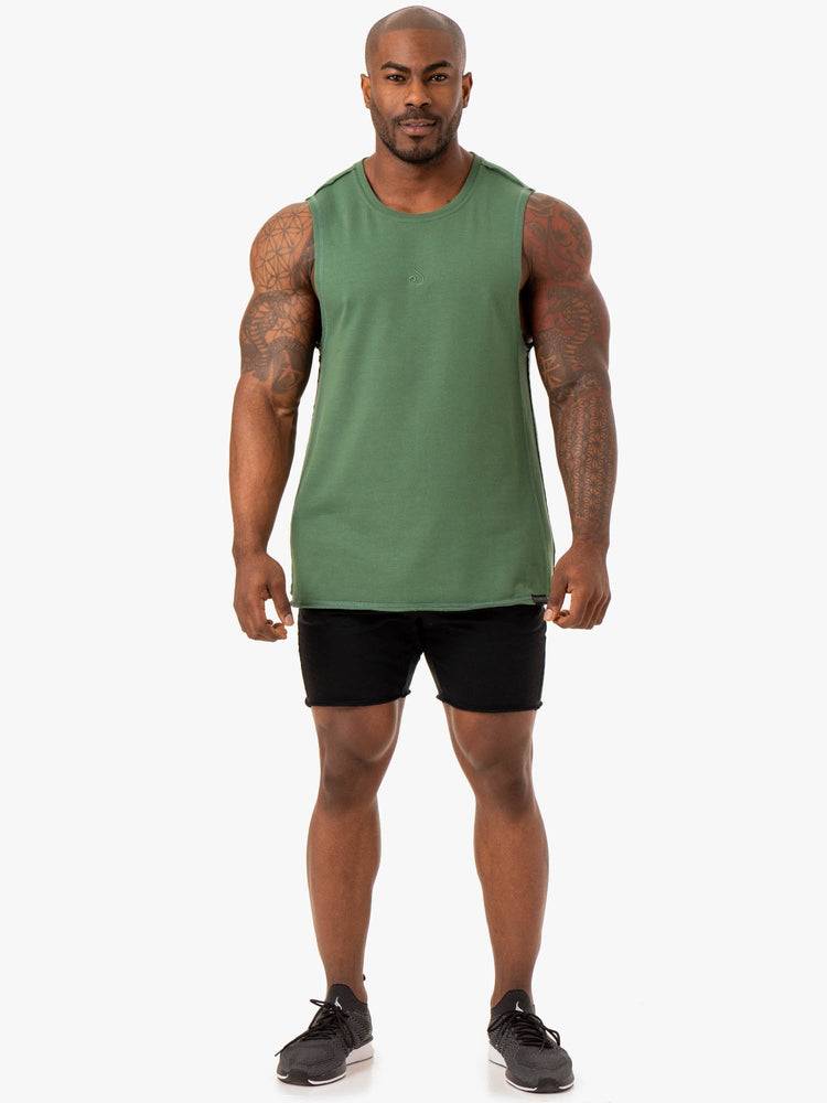 Men's Ryderwear Men Tanks Force Fleece Tank Tanks Green | NZ1114NB