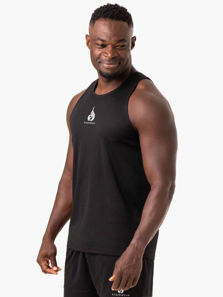 Men's Ryderwear Men Tanks Heighten Mesh Regular Tank Tanks Black | NZ1118EX