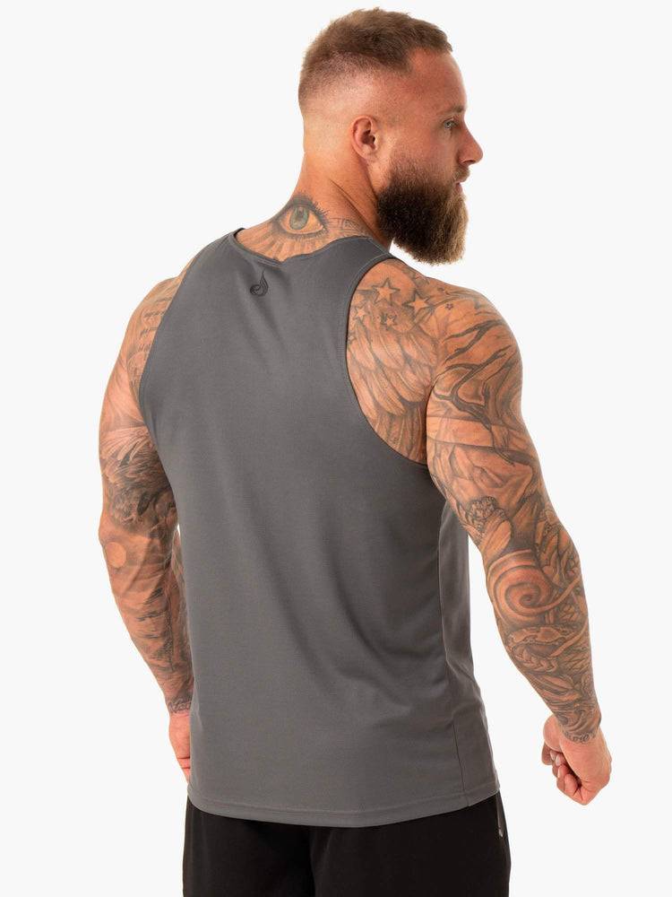 Men's Ryderwear Men Tanks Heighten Mesh Regular Tank Tanks Charcoal | NZ1119RW