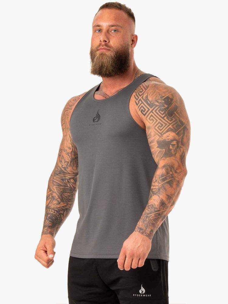 Men's Ryderwear Men Tanks Heighten Mesh Regular Tank Tanks Charcoal | NZ1119RW