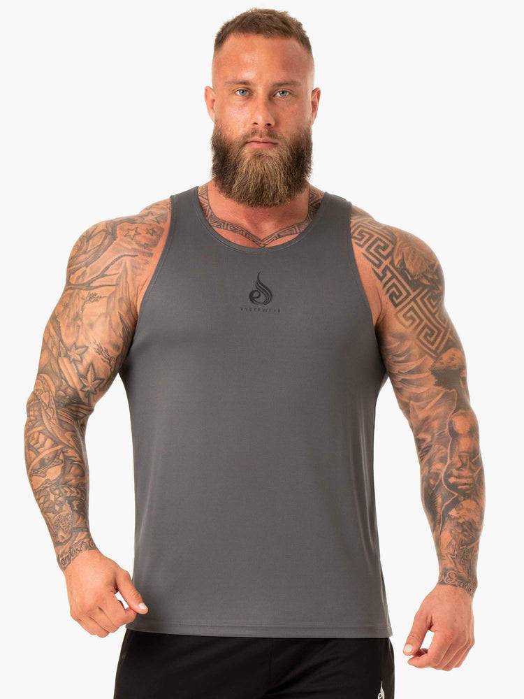 Men\'s Ryderwear Men Tanks Heighten Mesh Regular Tank Tanks Charcoal | NZ1119RW