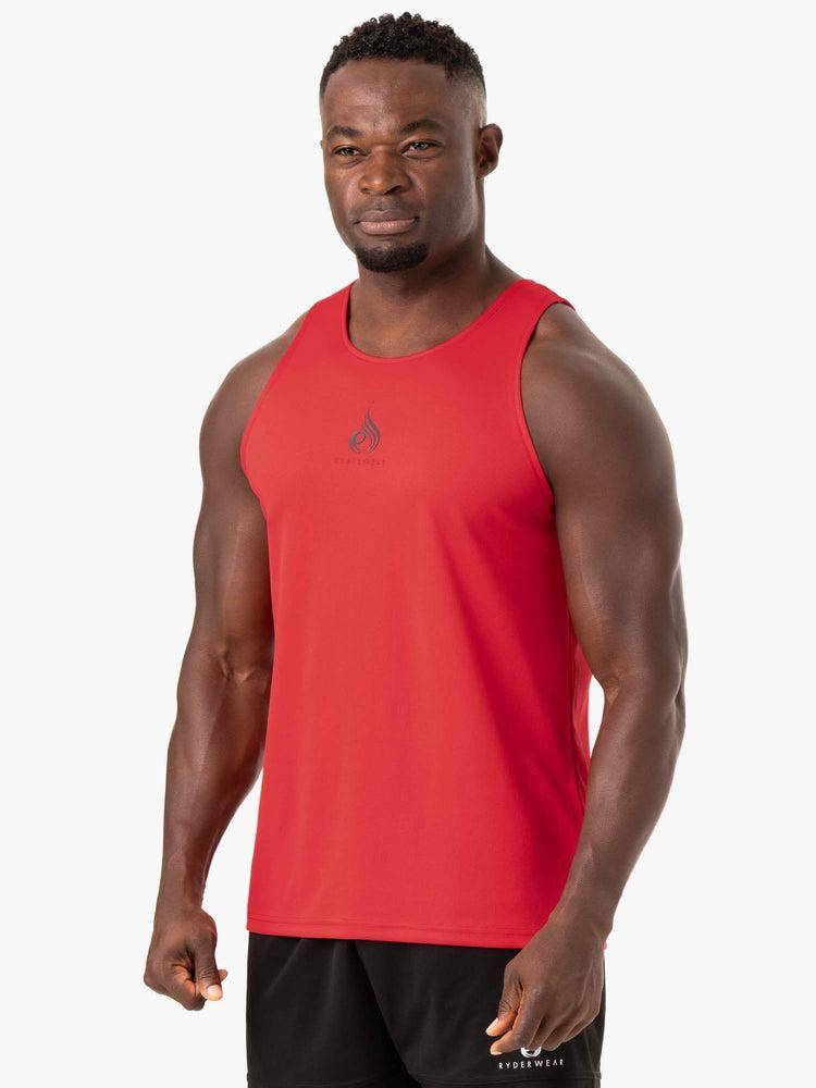 Men's Ryderwear Men Tanks Heighten Mesh Regular Tank Tanks Red | NZ1120TV