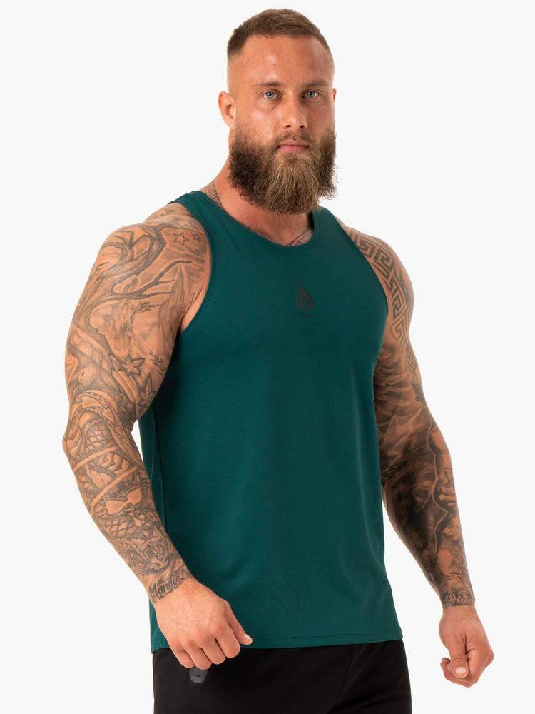 Men's Ryderwear Men Tanks Heighten Mesh Regular Tank Tanks Emerald | NZ1121YU