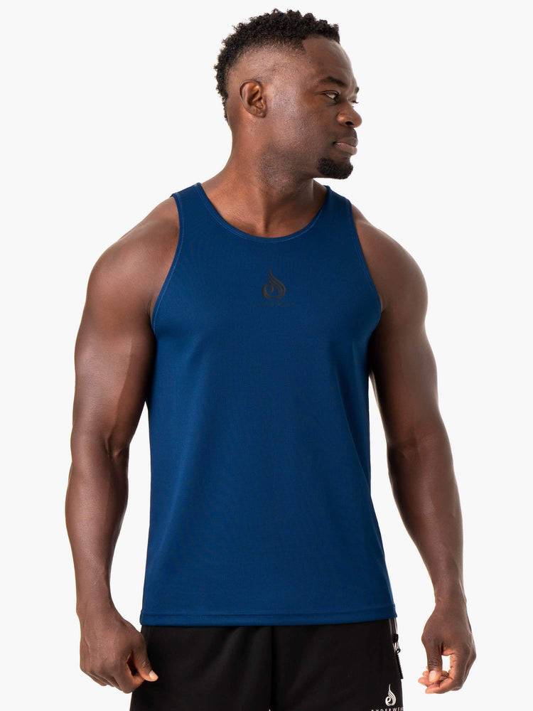 Men's Ryderwear Men Tanks Heighten Mesh Regular Tank Tanks Blue | NZ1122UT