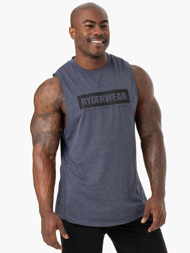 Men's Ryderwear Men Tanks Iron Baller Tank Tanks Navy Marl | NZ1138VD