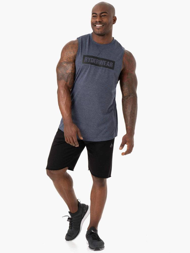 Men's Ryderwear Men Tanks Iron Baller Tank Tanks Navy Marl | NZ1138VD