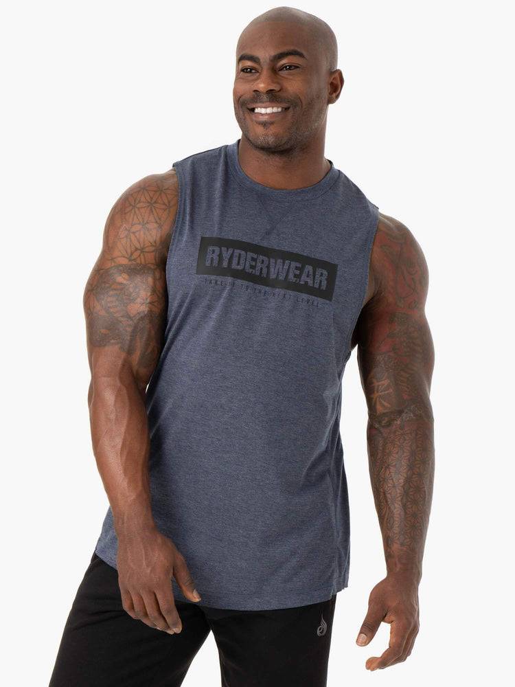 Men\'s Ryderwear Men Tanks Iron Baller Tank Tanks Navy Marl | NZ1138VD