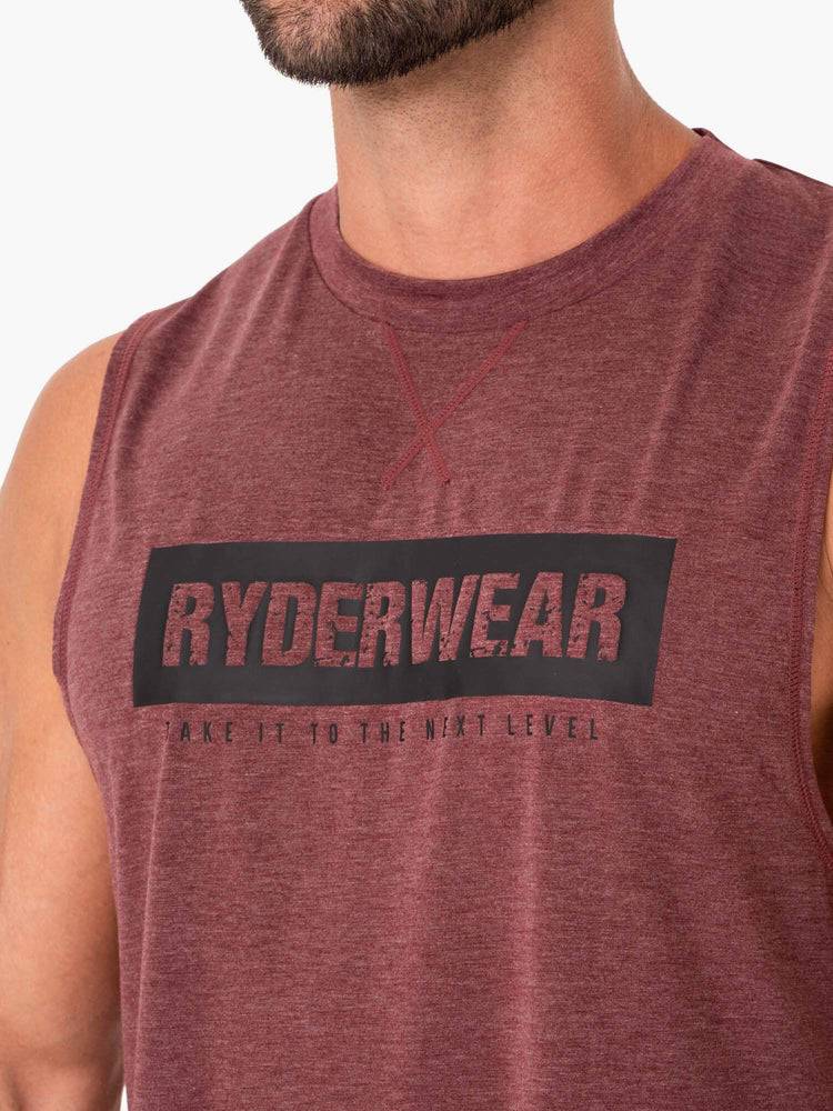 Men's Ryderwear Men Tanks Iron Baller Tank Tanks Burgundy Marl | NZ1139BC