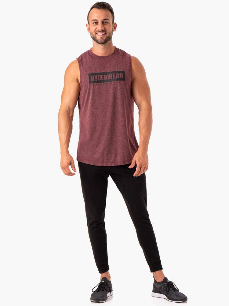 Men's Ryderwear Men Tanks Iron Baller Tank Tanks Burgundy Marl | NZ1139BC