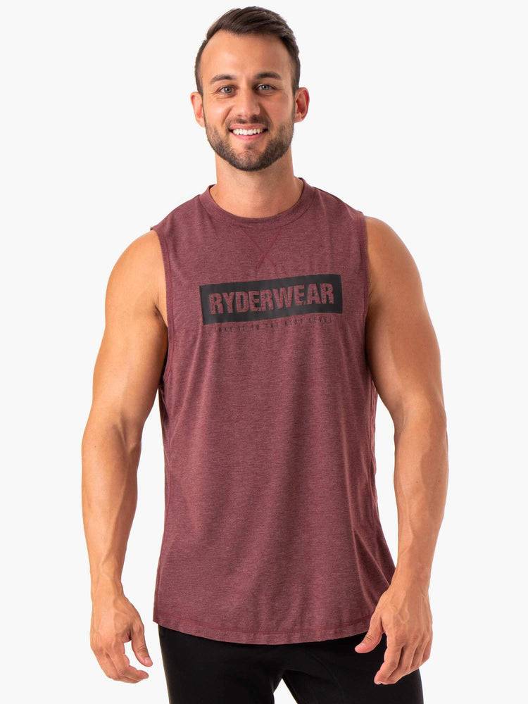 Men\'s Ryderwear Men Tanks Iron Baller Tank Tanks Burgundy Marl | NZ1139BC