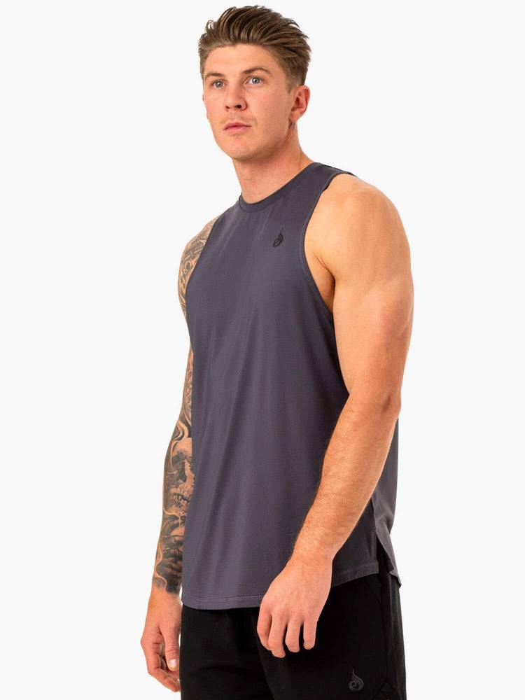 Men's Ryderwear Men Tanks Optimal Mesh Tank Tanks Charcoal | NZ1152AP