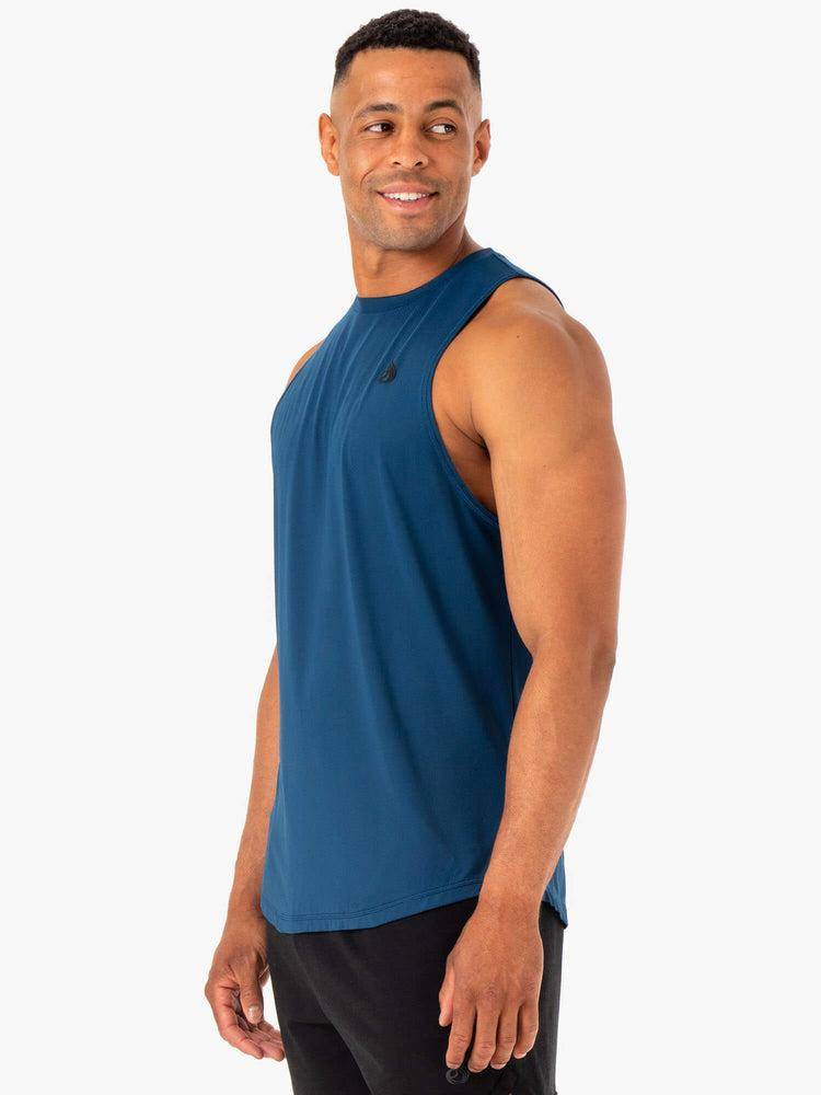 Men's Ryderwear Men Tanks Optimal Mesh Tank Tanks Blue | NZ1153SO