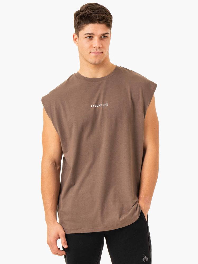 Men\'s Ryderwear Men Tanks Pursuit Wide Cut Tank Tanks Taupe | NZ1170EX