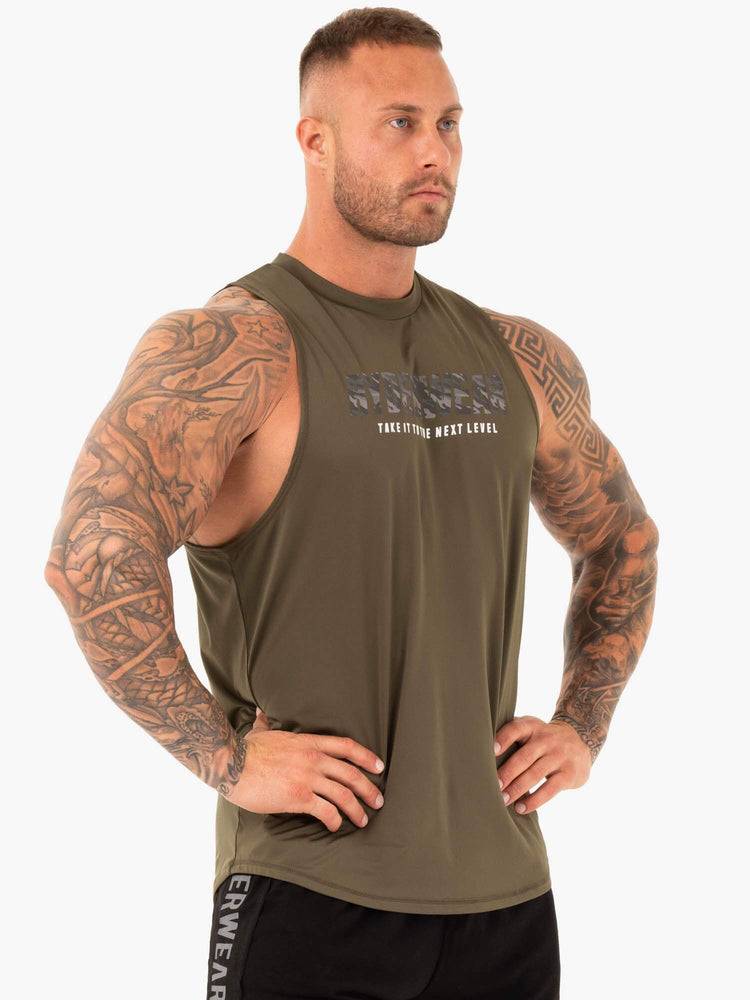 Men's Ryderwear Men Tanks Strength Baller Tank Tanks Khaki | NZ1177PQ