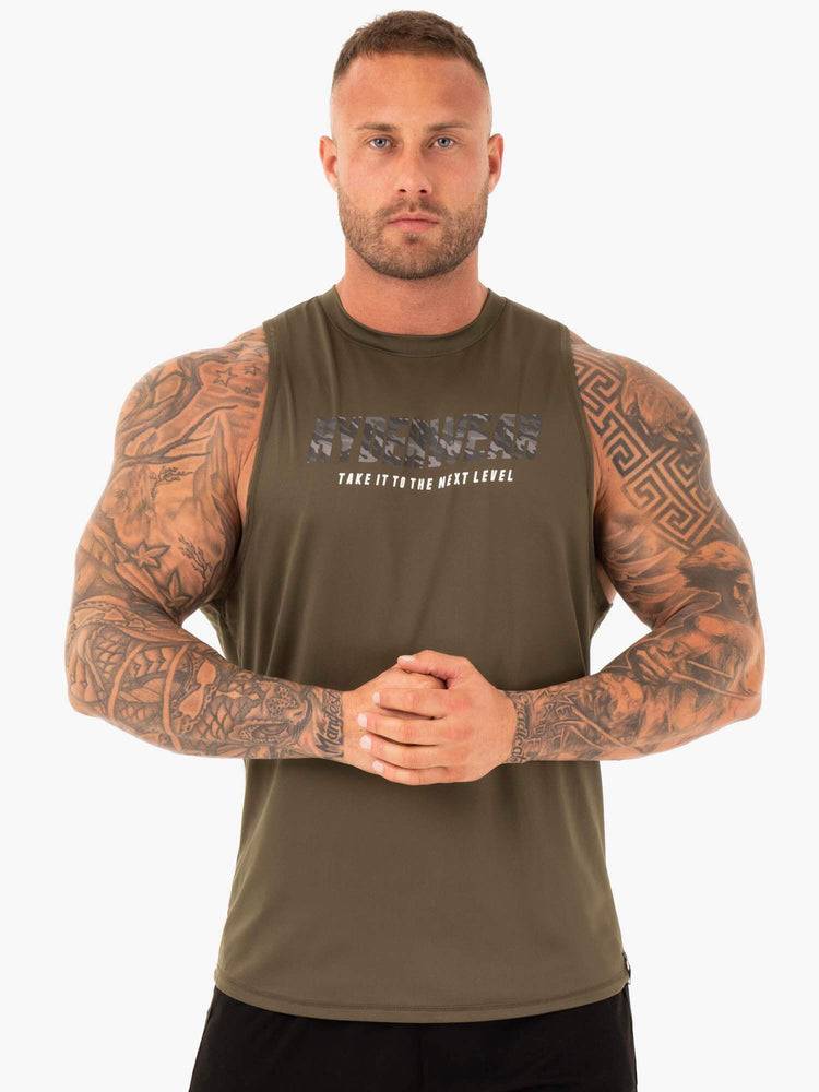 Men\'s Ryderwear Men Tanks Strength Baller Tank Tanks Khaki | NZ1177PQ