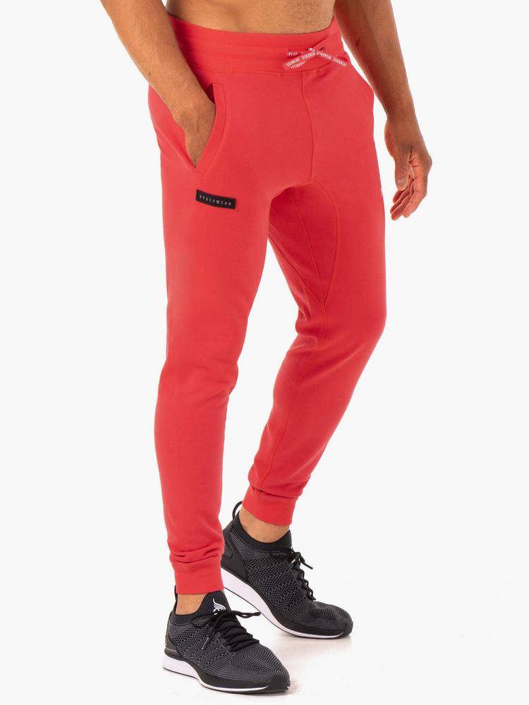 Men's Ryderwear Men Track Pants Recharge Tapered Track Pants Red | NZ1041RW