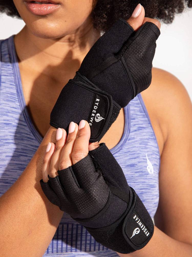 Women's Ryderwear Women Gloves Wrap Lifting Gloves Black | NZ3128IS