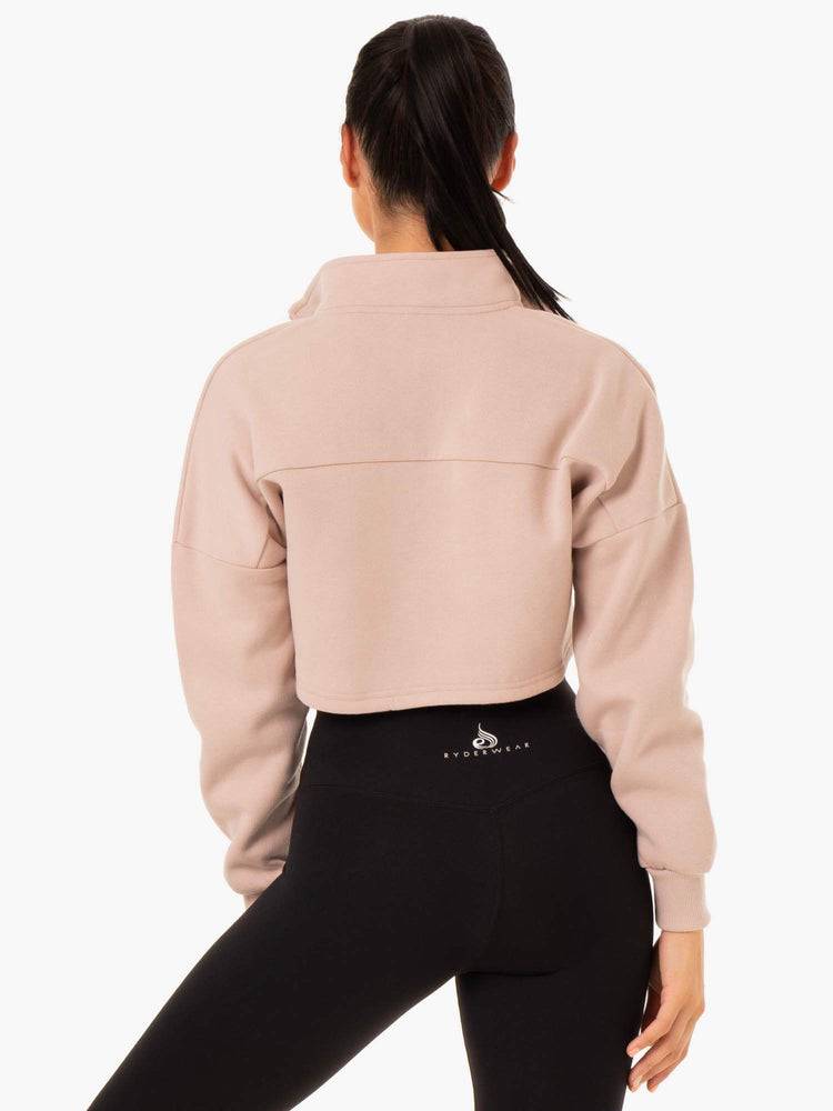 Women's Ryderwear Women Hoodie Base Half Zip Jumper Hoodie Mushroom | NZ1678JJ