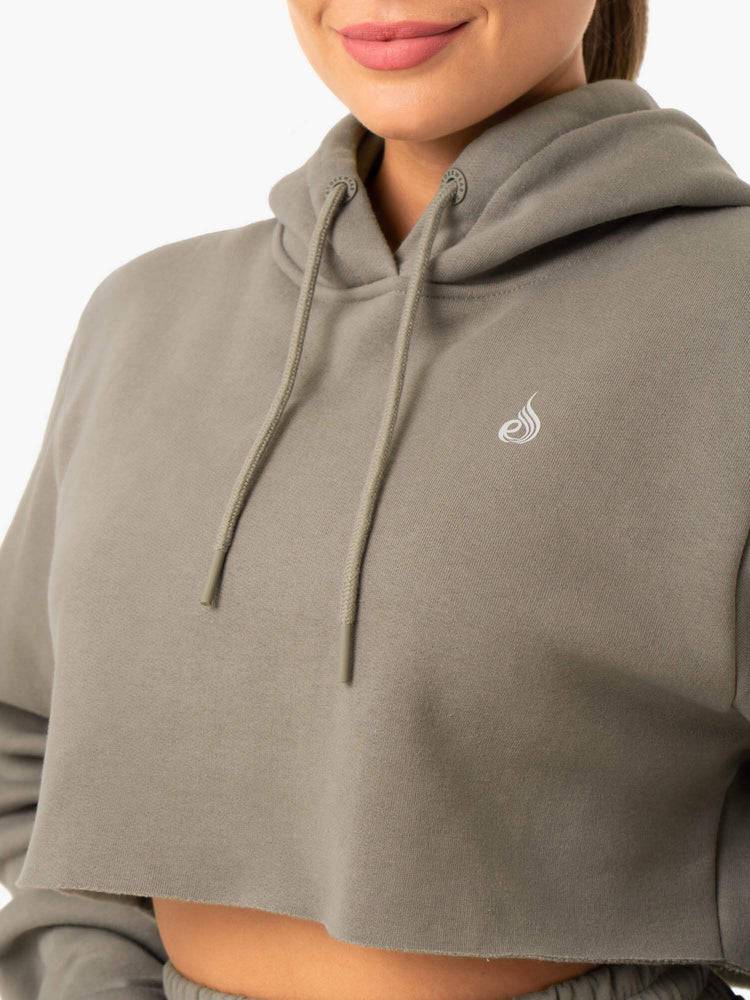 Women's Ryderwear Women Hoodie Base Pullover Hoodie Khaki | NZ1665RW