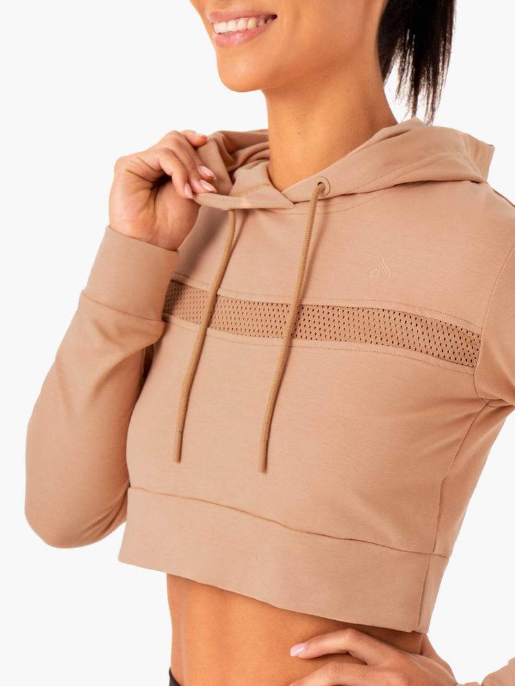 Women's Ryderwear Women Hoodie Hybrid Fitted Hoodie Tan | NZ1679KI