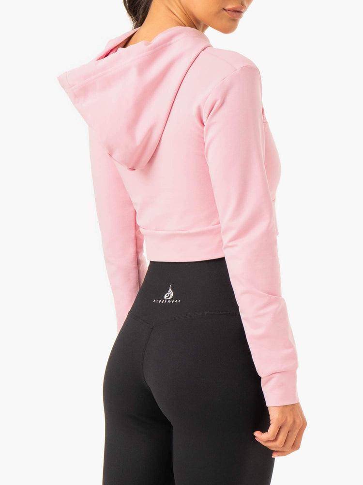 Women's Ryderwear Women Hoodie Hybrid Fitted Hoodie Pink | NZ1680LH