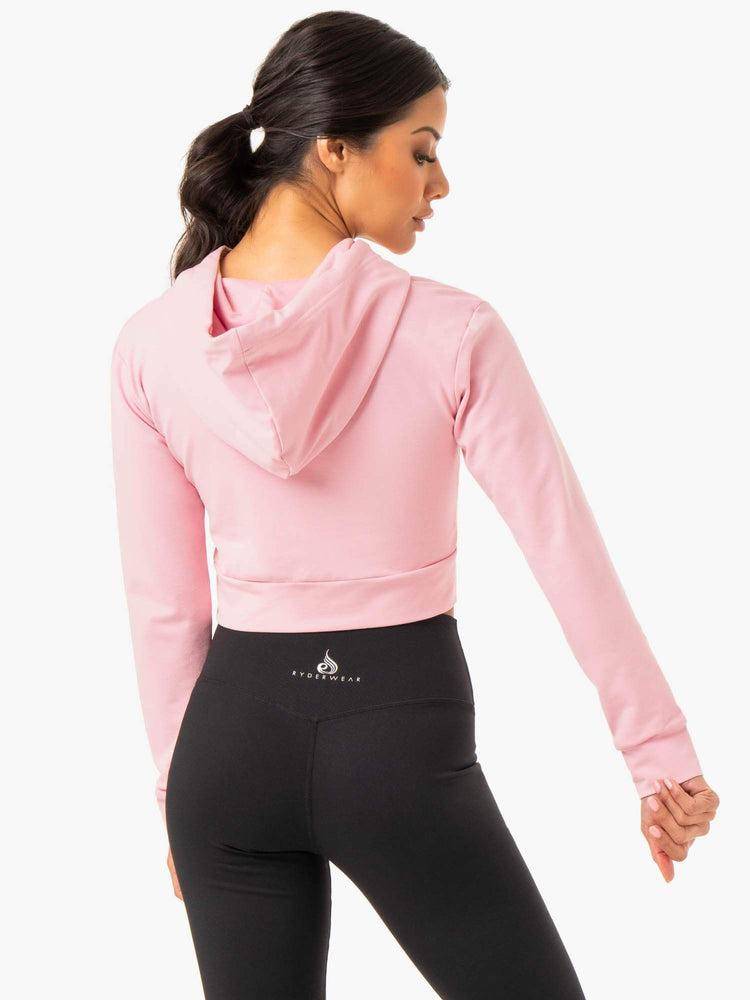 Women's Ryderwear Women Hoodie Hybrid Fitted Hoodie Pink | NZ1680LH