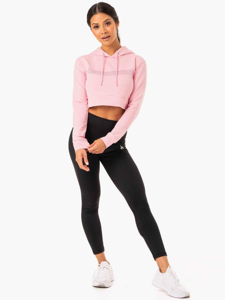 Women's Ryderwear Women Hoodie Hybrid Fitted Hoodie Pink | NZ1680LH