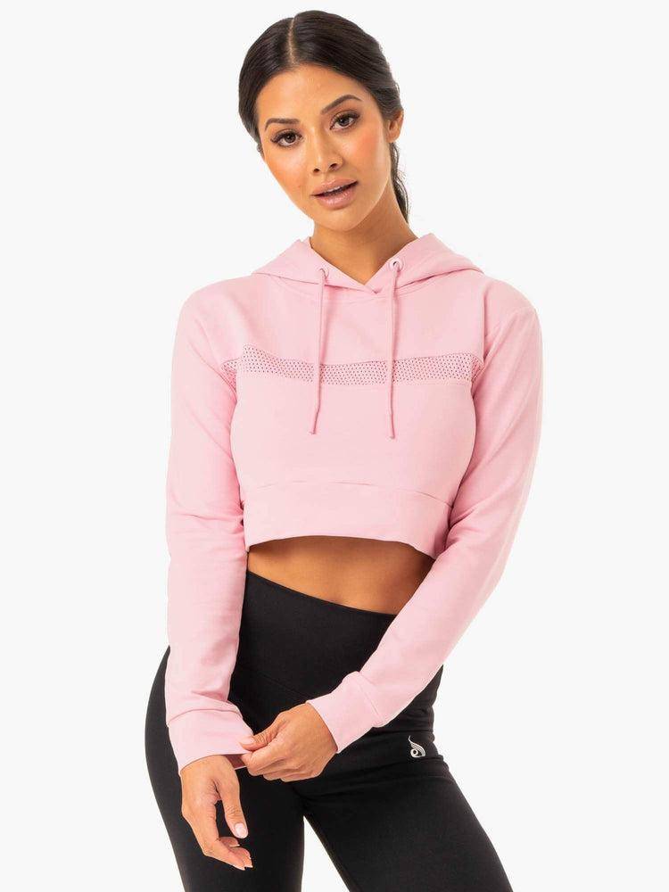 Women\'s Ryderwear Women Hoodie Hybrid Fitted Hoodie Pink | NZ1680LH