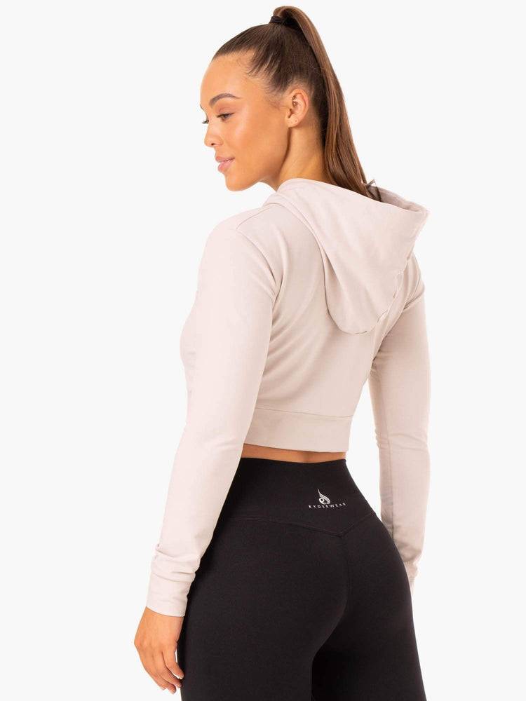 Women's Ryderwear Women Hoodie Hybrid Fitted Hoodie Ivory | NZ1681ZG