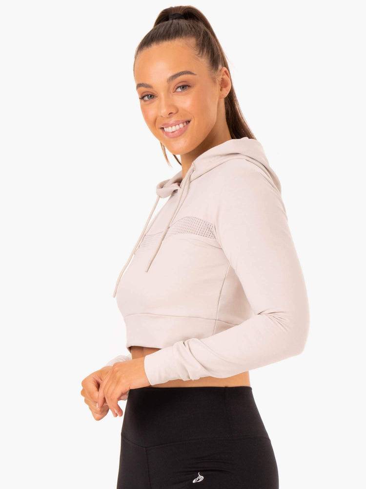 Women's Ryderwear Women Hoodie Hybrid Fitted Hoodie Ivory | NZ1681ZG