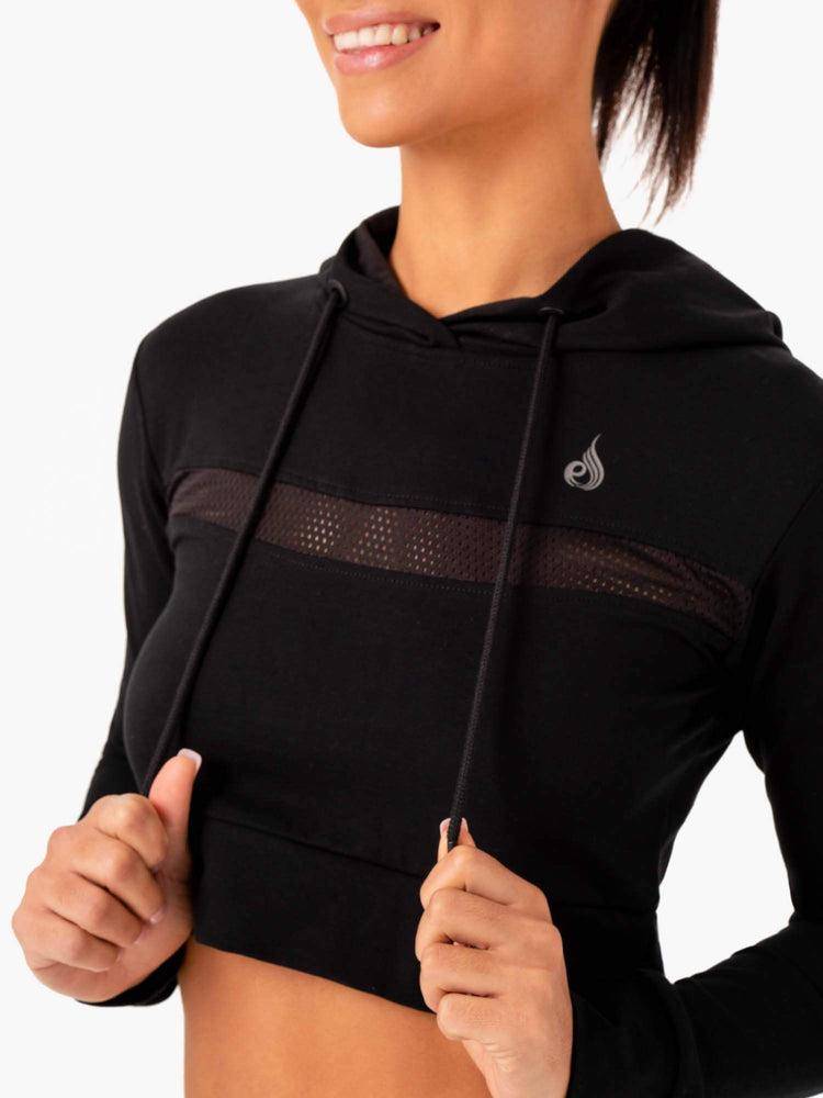 Women's Ryderwear Women Hoodie Hybrid Fitted Hoodie Black | NZ1682XF