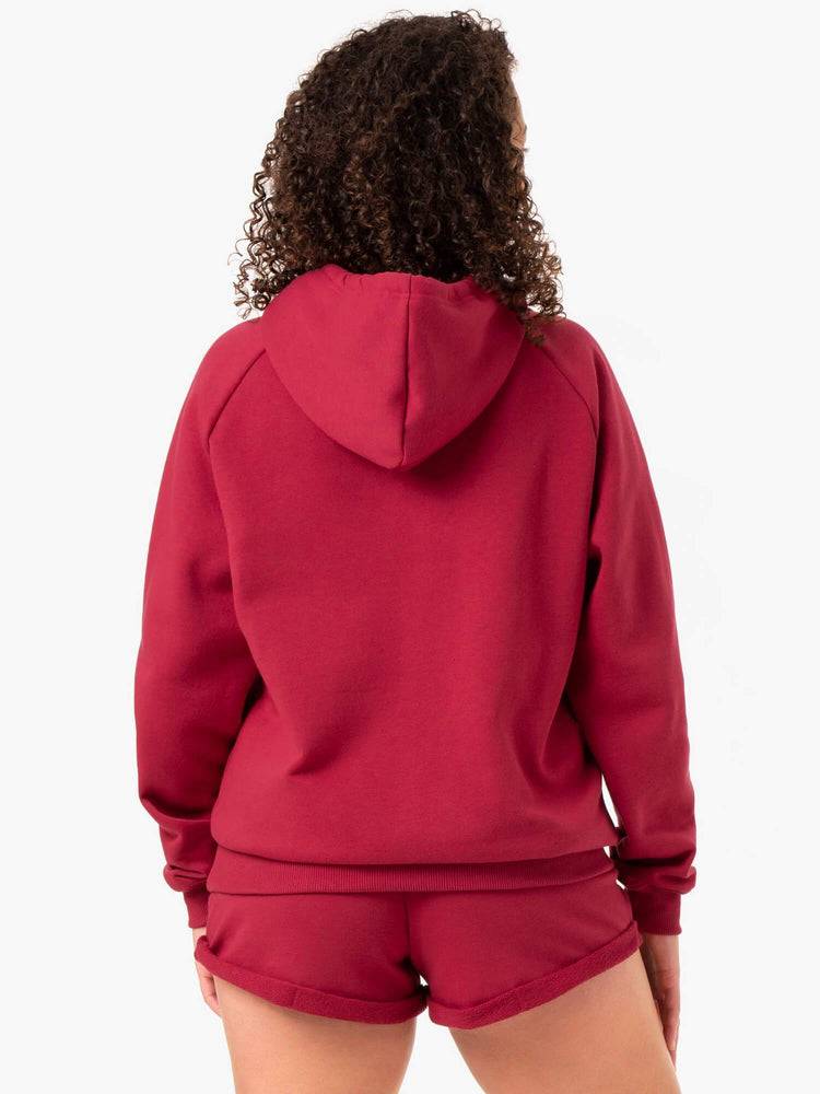 Women's Ryderwear Women Hoodie Off Duty Fleece Hoodie Burgundy | NZ1656XF