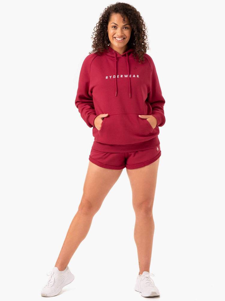 Women's Ryderwear Women Hoodie Off Duty Fleece Hoodie Burgundy | NZ1656XF